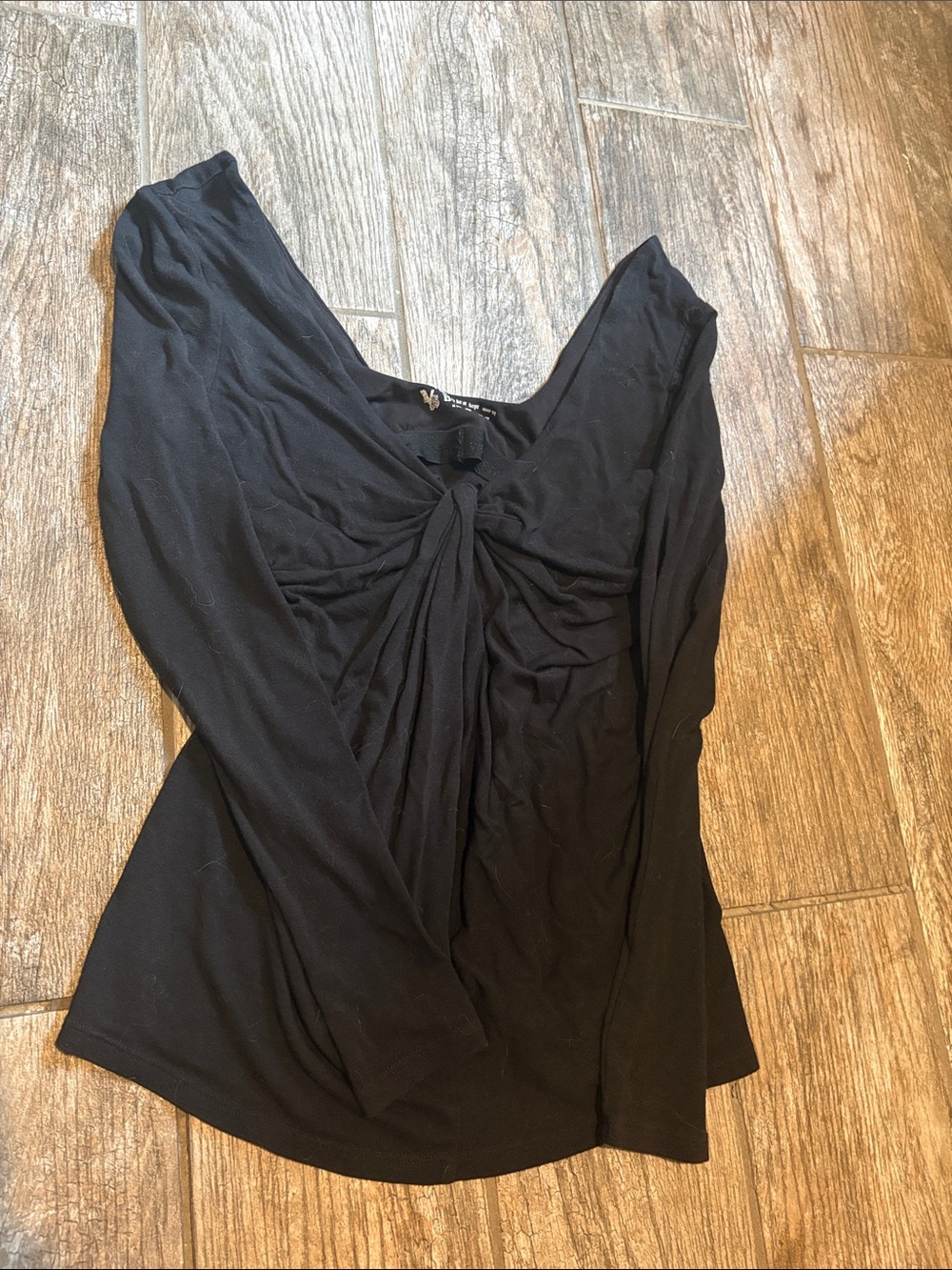 Victoria's Secret Bra Tops Black Twist-Front Long Sleeve Top